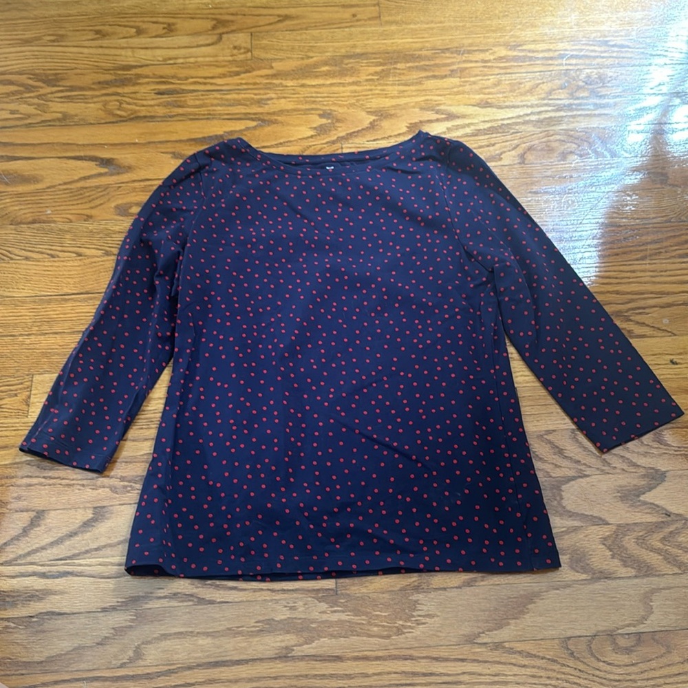 Navy blue polka dot shirt